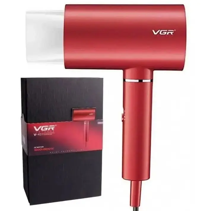 Фен VGR V-431 (2 рівні обдування, 3 рівні температури) 1800W + 1 насадка Червоний Вінниця - фото 1