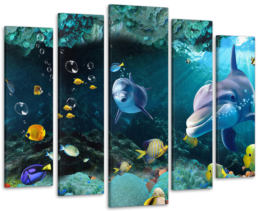 Модульная картина в детскую Дельфины в Море  Art-453_5 ( 80х118см ) 115x170 см Киев - изображение 1