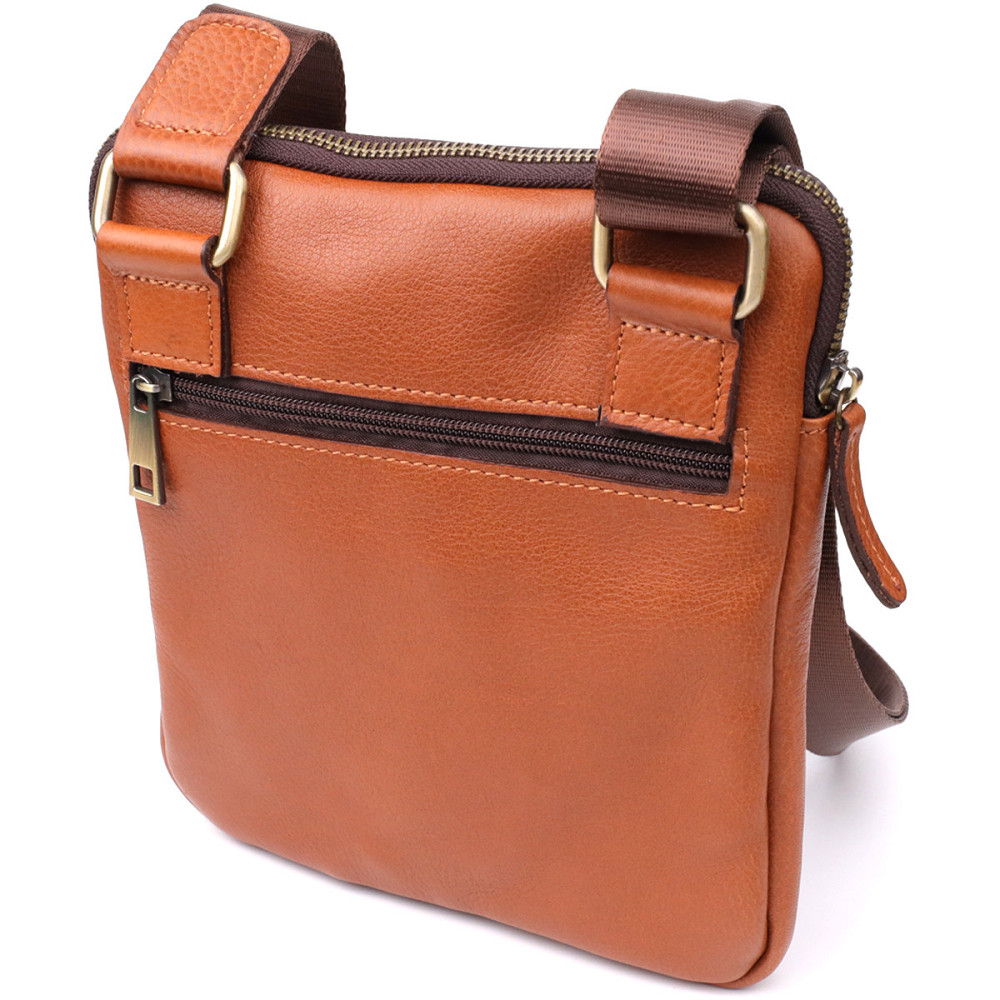 Мужская кожаная сумка через плечо из прочной зернистой кожи Рыжий (SHVIGEL) Киев - изображение 6