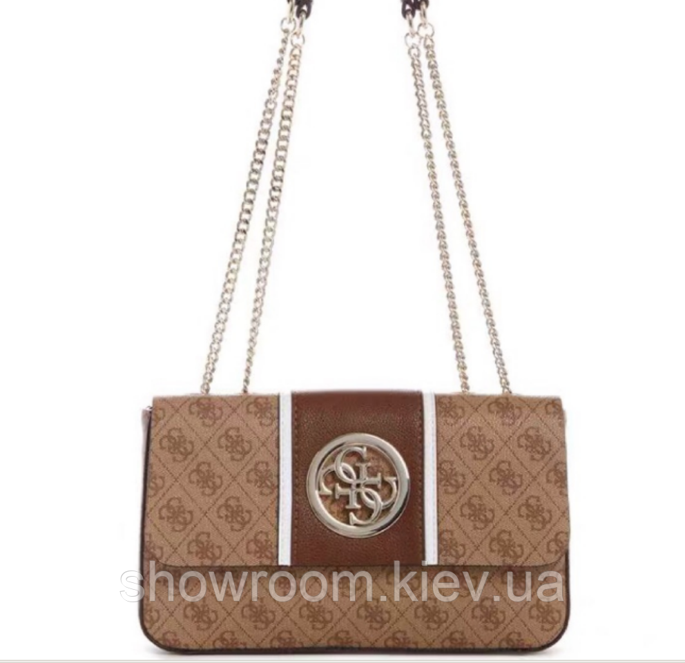 Стильна жіноча сумка на плече Guess (6930) brown Київ - фото 4