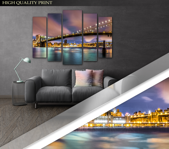Модульна картина у вітальню / спальню Місто Міст Art-285_5 ( 80х118см ) Київ
