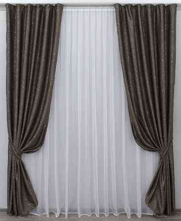 Комплект готовых штор VR-Textil Лен Саванна № 631ш Какао 100х275 см 2 шт (31-378) Киев
