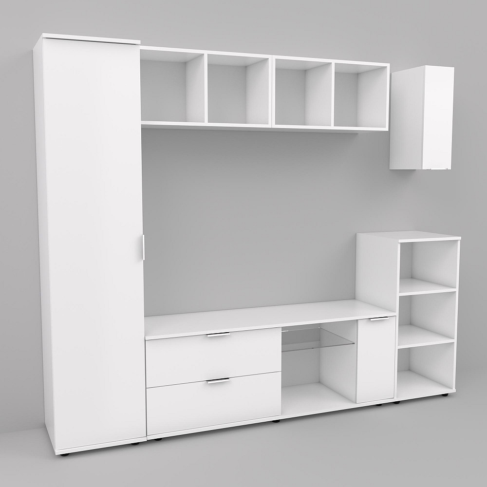 Стенка в гостиную Ketrin-1, Белый, 2240х425х1880 Львов - изображение 1