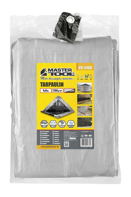 MASTERTOOL Тент MASTERTOOL SILVER/BLACK 4х6 м двосторонній 200 г/м² 89-5406 Коломыя - изображение 2