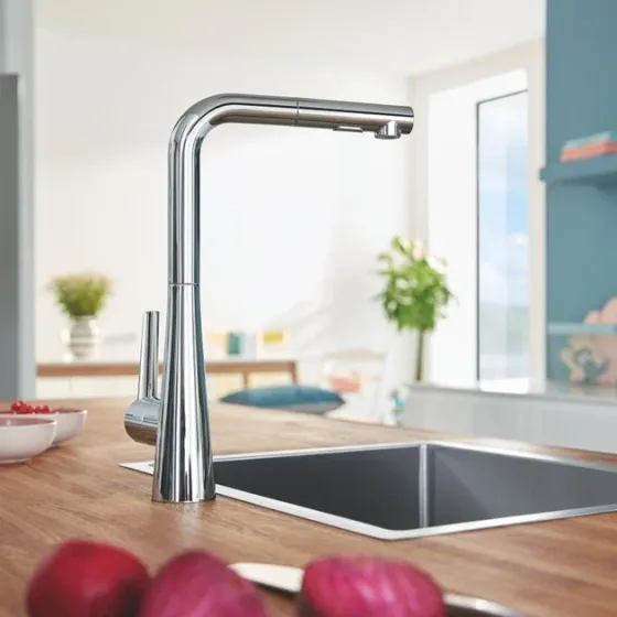 Змішувач для кухні з висувним виливом Grohe Zedra 32553002 Київ