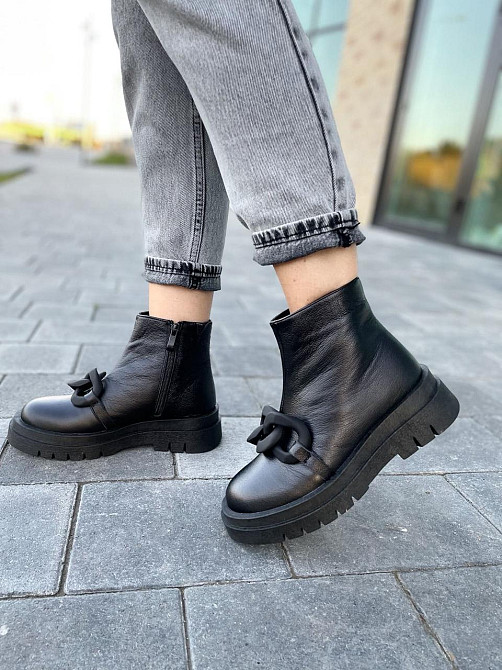 Женские черевики 032 черные натуральная кожа высота 14см подошва 3см размер 36-40 (4816) Коломыя - изображение 9