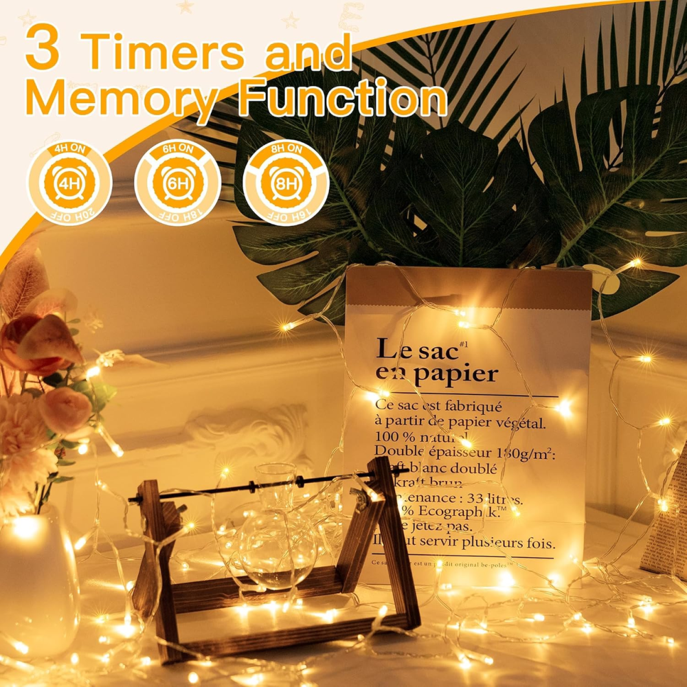Уличная LED-гирлянда Ollny 40 м 400 LED, теплый белый, пульт, таймер, 8 режимов, IP44, 31 В Киев - изображение 7
