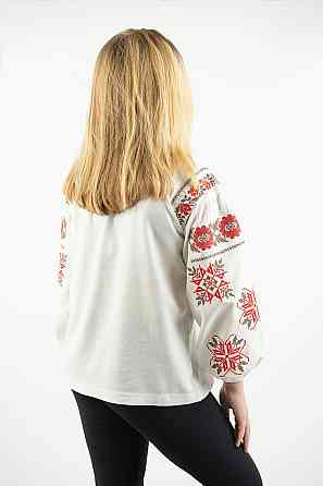 Вышиванка для девочек-подростков льняная с длинным рукавом, молочная топ Киев