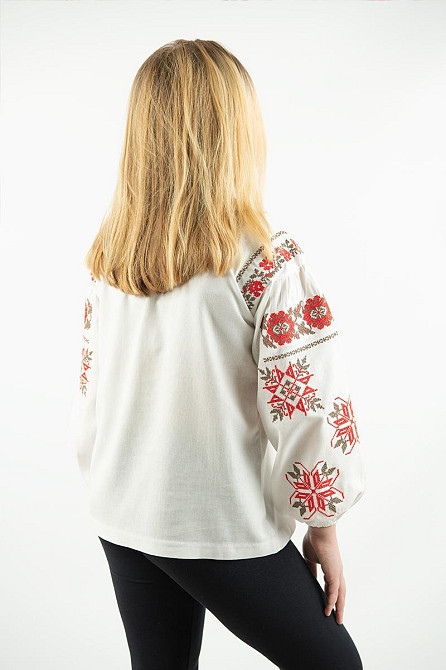 Вышиванка для девочек-подростков льняная с длинным рукавом, молочная топ Киев - изображение 4