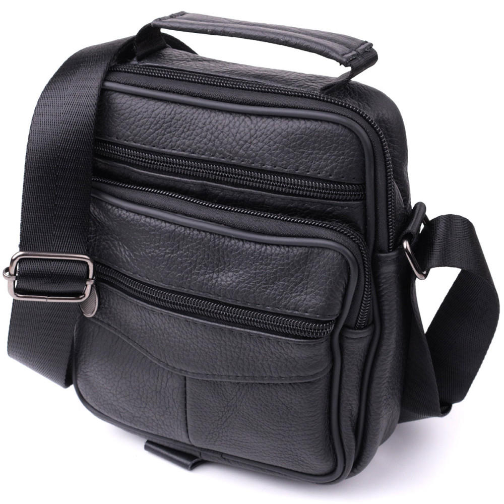 Небольшая вертикальная сумка для мужчин из натуральной кожи Vintage sale_15099 Черный Киев - изображение 1