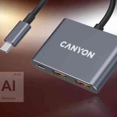 Концентратор Canyon hub DS-3 3in1 USB-C Dark Grey (CNS-TDS3) Вінниця