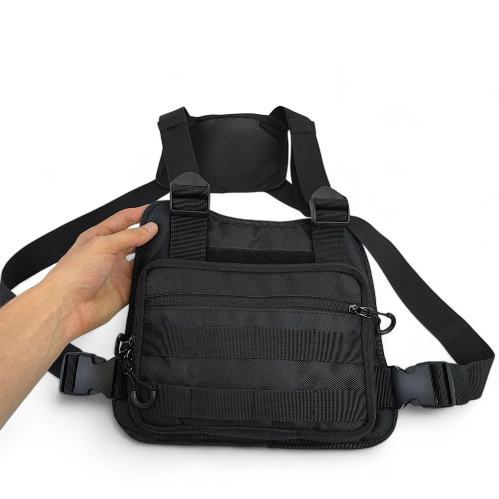 Чоловіча тактична нагрудна сумка розвантаження через плече чорна компактна міцна чорна розвантаження Київ - фото 10
