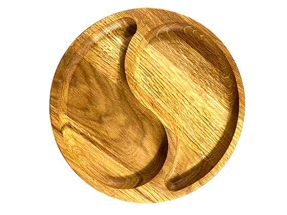 Деревянная тарелка из натурального дерева диаметр 25 см, высота 2 см, тарелка для закусок Каменец-Подольский