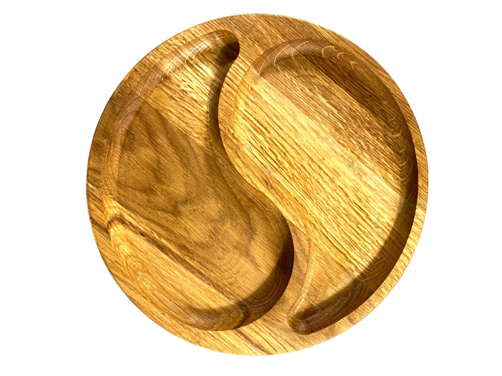 Деревʼяна тарілка з натурального дерева діаметр 25 см, висота 2 см, тарілка для закусок Кам'янець-Подільський - фото 2