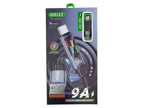 Кабель USB - Type-C LED дисплей GD-76T 9А тканинний чорний 1м ТМ GERLAX Київ
