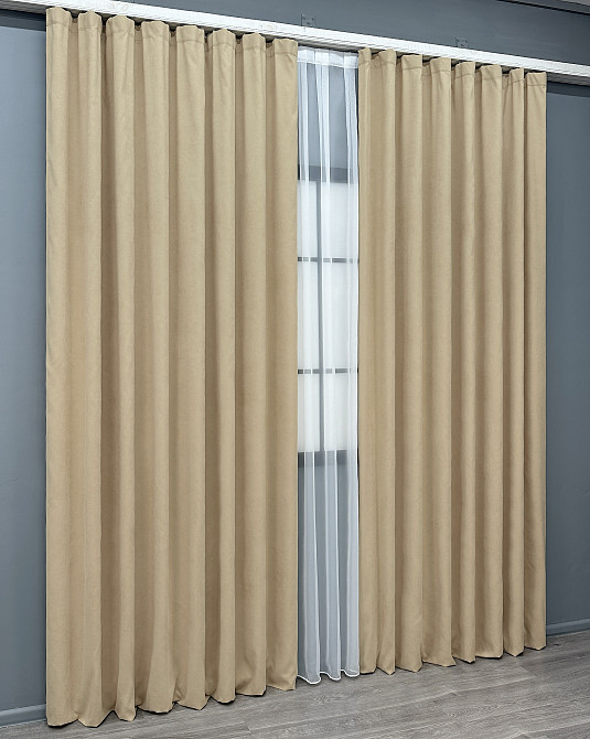 Комплект готових штор VR-Textil Мікровелюр Petek № 1491ш Бежевий 100х290 см 2 шт (31-779) Київ - фото 12