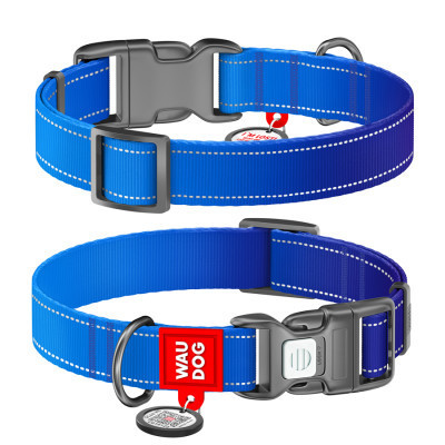 Нашийник для тварин WAUDOG Nylon Mono з QR паспортом, пластиковий фастекс XL синій (521612) Вінниця - фото 2