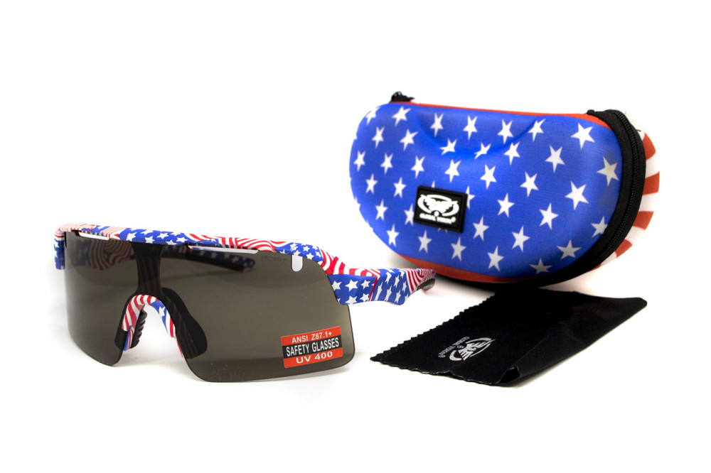 Окуляри захисні Global Vision Holeshot USA Flag (gray), сірі в оправі прапор США Запоріжжя - фото 2