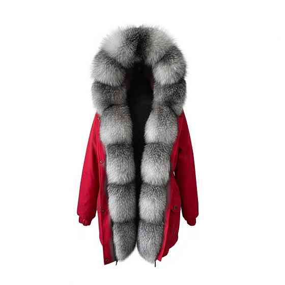 Парка жіноча з хутром блюфрост Червоний р48 75см Харків
