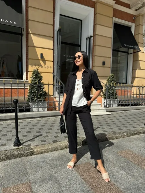 Женский летний костюм Рубашка из трёх частей Футболка Футболка Шёлковый креповый жнец Одесса - изображение 4