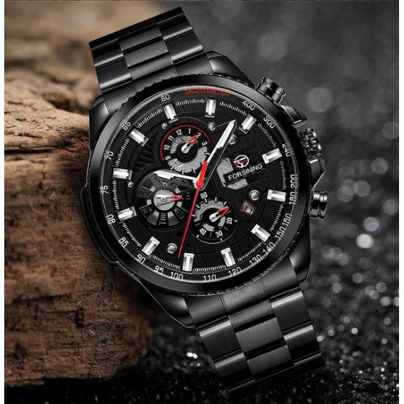 Годинник чоловічий механічний Forsining Finance Wine Red (2 ремінці) Київ - фото 4