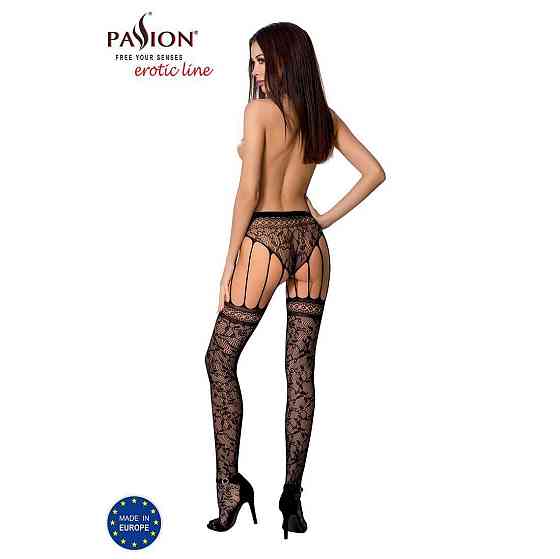Эротические колготки-бодистокинг Passion S003 black, имитация кружевных чулок и трусиков Sex Aura Киев