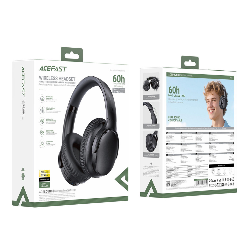 Бездротові накладні навушники ACEFAST H10 wireless headset Black Одеса - фото 2