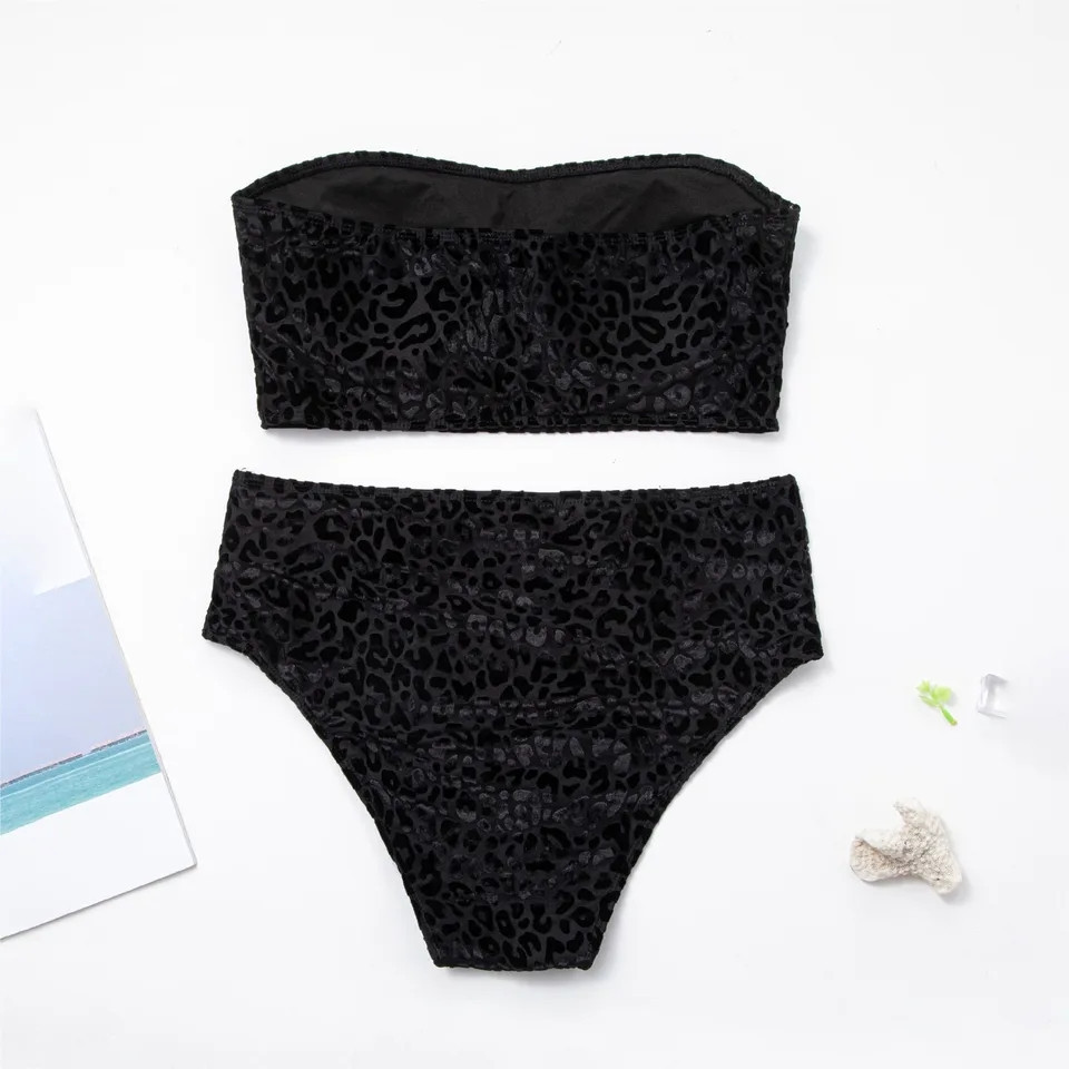 Раздельный купальник большого размера вельветовый 4XL черный Киев - изображение 4