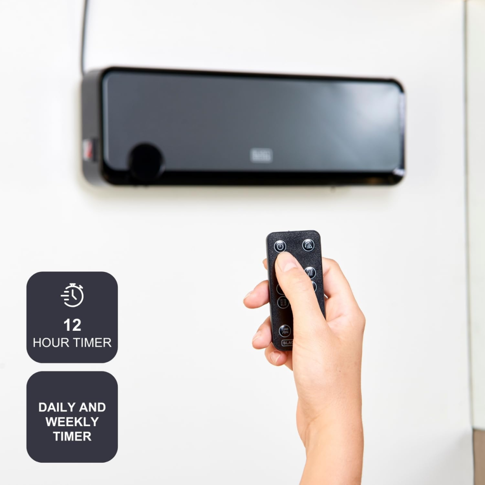 Керамический настенный обогреватель BLACK+DECKER BXWSH2000E: 2000 Вт, для ванной IPX2, недельный таймер, пульт, Черный Киев - изображение 5