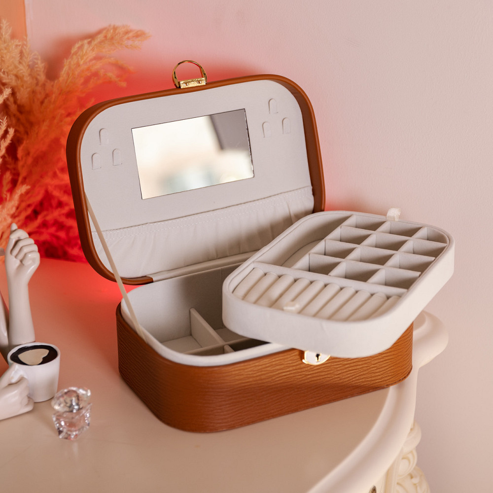 Yiwu Скринька для прикрас з еко шкіри 2 яруси із замком органайзер для ювелірних виробів HP-5-1 Коломыя - изображение 8