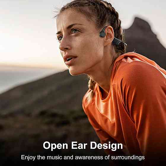 Навушники Hanmer Bone Conduction Bluetooth 5.3, бездротові спортивні навушники відкритого типу, кісткова провідність, IP55, чорні Київ