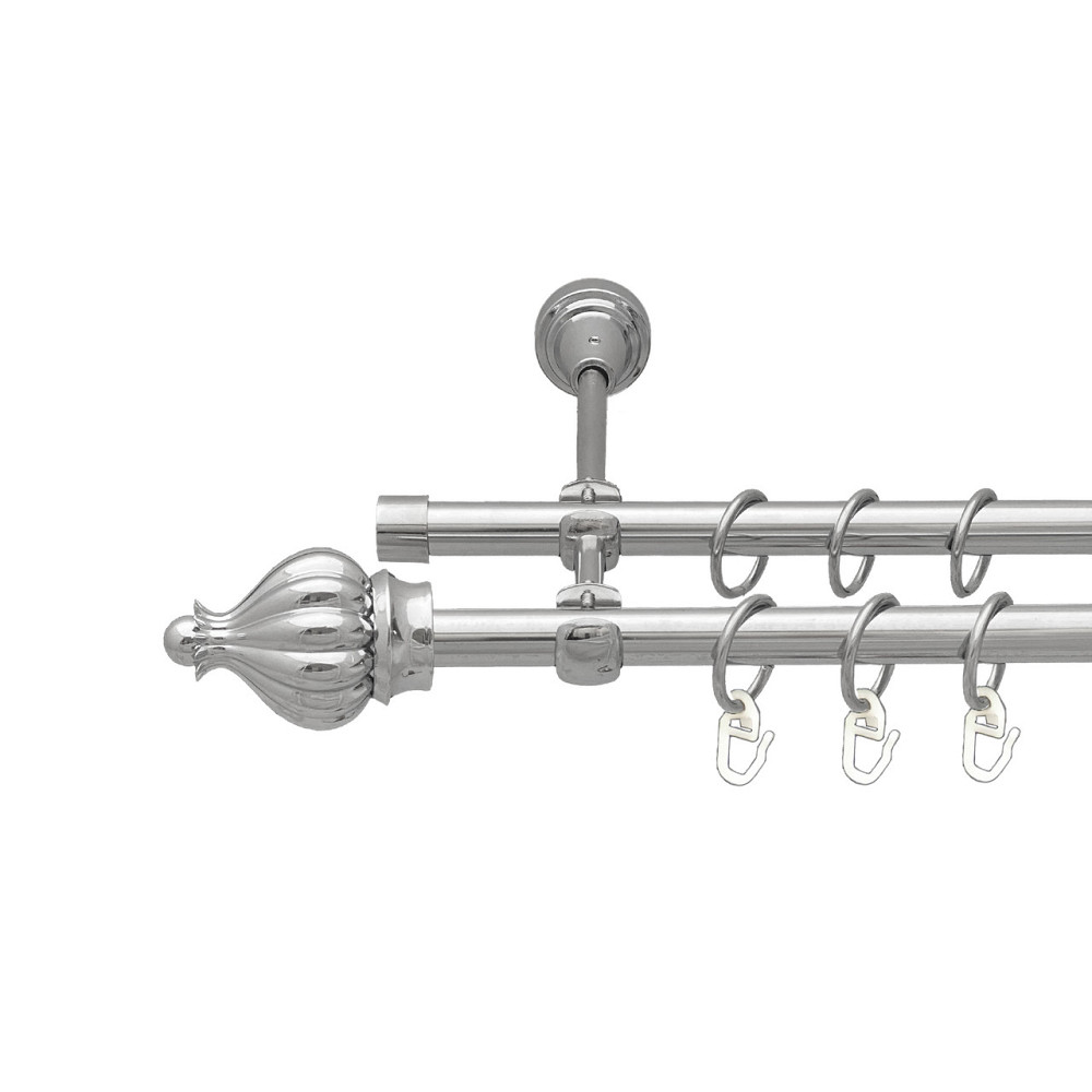 Карниз Orvit Таджа металевий дворядний відкритий Хром 16\16 мм 200 см (7387774) Львов - изображение 1