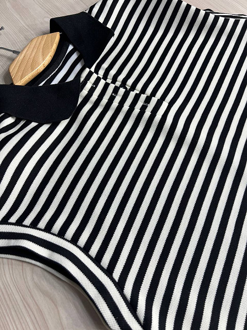 Платье женское A-N 26073 футболка поло длинное в полосу оверсайз черный с белым, чорный с белым, one size Киев - изображение 14