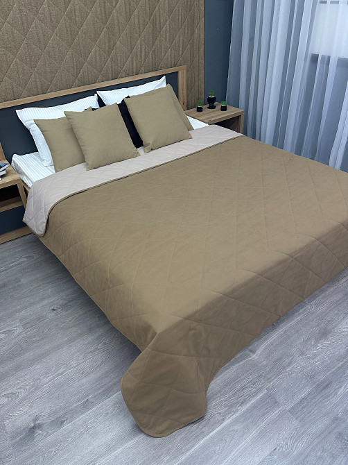 Покрывало стеганое Decorator Sparta Diamond ромб 240х260 см темно-бежевый (85-068) Киев - изображение 7