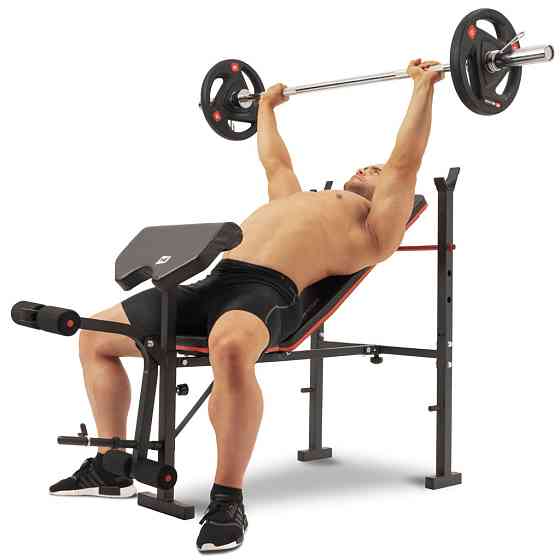 Набір Hop-Sport Premium 135кг з лавою HS-1055, штангами та гантелями Киев