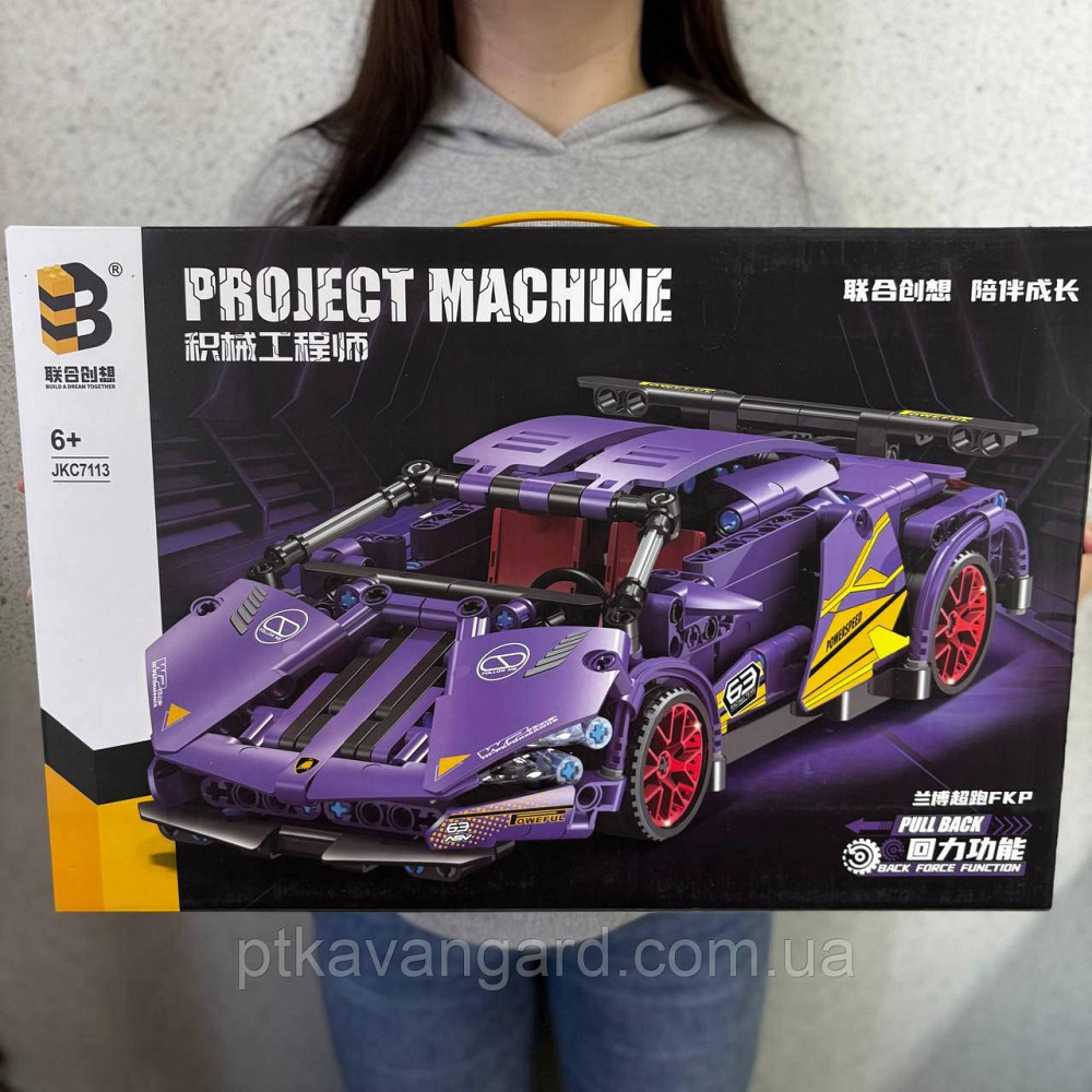 Конструктор машинка Ламборджини 470 деталей Техник JKC 7113 фиолетовый Хмельницкий - изображение 1