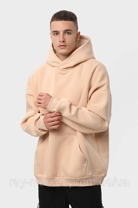 Худі оверсайз чоловіче утеплене RAY OVERSIZE бежеве (U0404M-Cream) Київ - фото 4