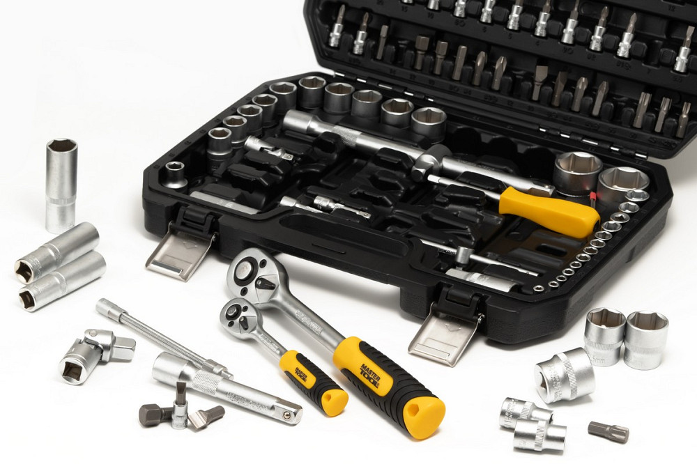 MASTERTOOL Набір інструментів MASTERTOOL ¼"&½" 94 шт 4-14 мм 10-32 мм CrV кейс з металевими зам Киев - изображение 2