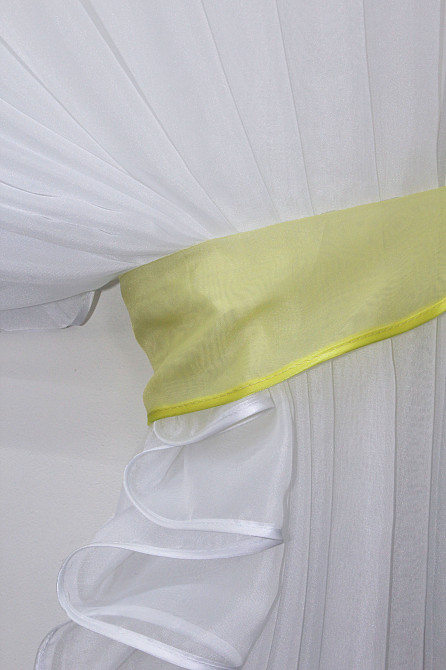 Кухонна занавіска VR-Textil № 031к штора-тюль з ламбрекеном білий з жовтим та блакитним 280х170 см (50-731) Київ - фото 5