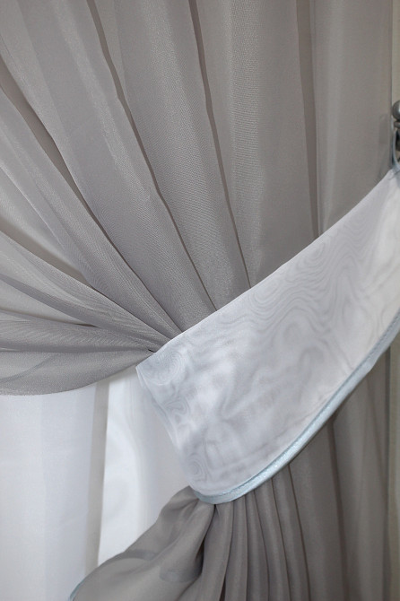 Кухонна занавіска VR-Textil № 018к штора і тюль з ламбрекеном сірий з білим 270х170 см (50-218) Киев - изображение 3