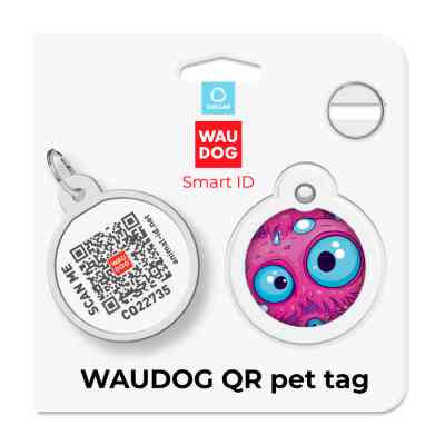 Адресник для тварин WAUDOG Smart ID з QR паспортом "Око монстра", коло 30 мм (230-4049) Вінниця