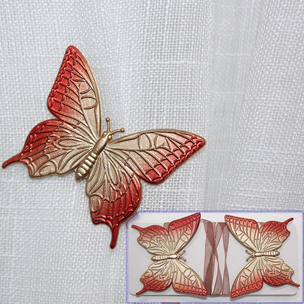 Магніти для штор і гардин (139м) Метелик набір 2 шт Червоний з золотистим (81-050) Київ - фото 1