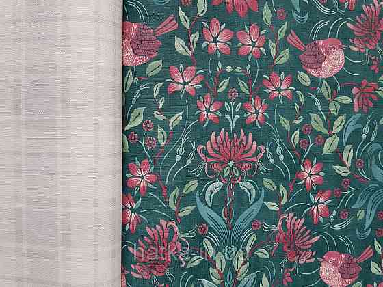 Шпалери вінілові на флізеліні A.S.Creation Maison charme 0.53x10 квіти листя птиці бордові зелені бірюзові Київ