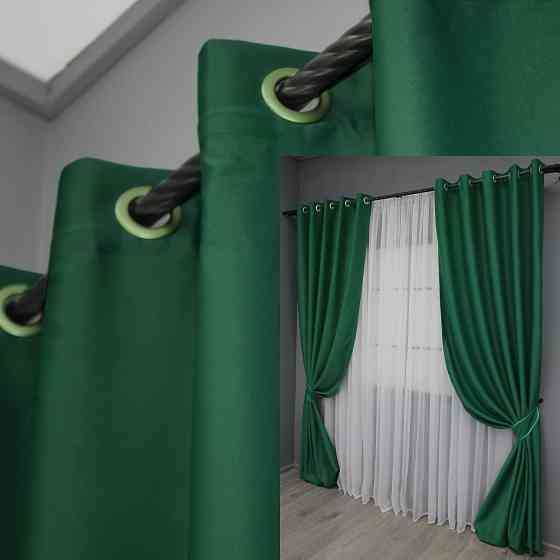 Комплект штор на люверсах VR-Textil Midnight № 1398ш 200х270 см 2 шт Зеленый (37-0257) Киев