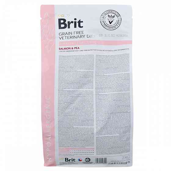 Сухий корм Brit GF VetDiet Dog Hypoallergenic для собак, при харчовій алергії, з лососем, горохом і гречкою, 2 кг Вінниця