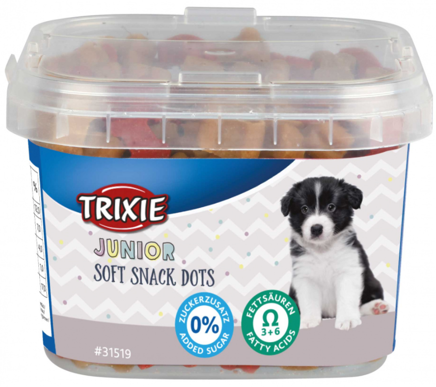 Вітаміни Trixie (TX-31519) Junior Soft Snack Dots м'які ласощі для собак з куркою та лососем (Омега-3 і Омега-6) 140 г Вінниця - фото 1