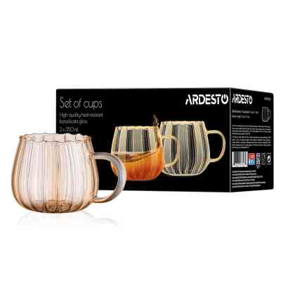 Набір чашок Ardesto Golden Moon 350мл, 2шт, боросилікатне скло, прозорий (AR2635BGG) Вінниця