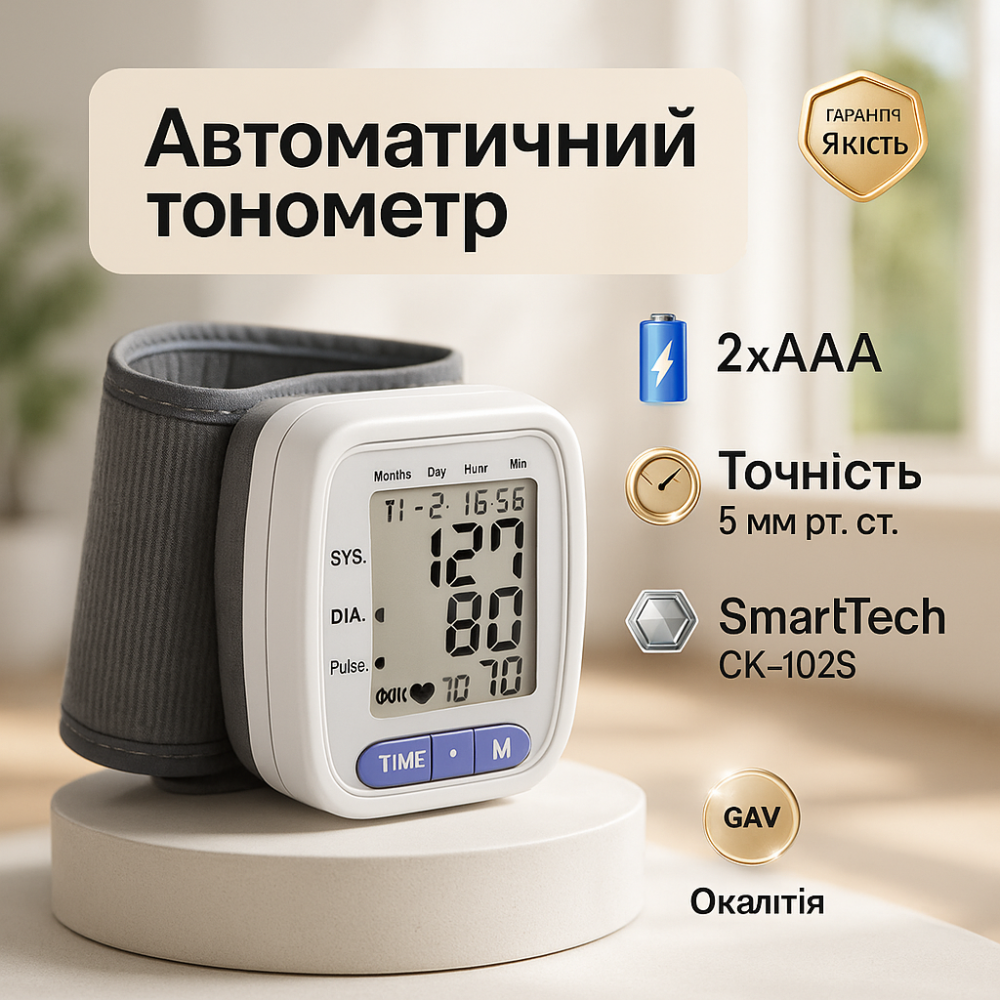 Монітор артеріального тиску з індикатором аритмії SmartTech CK-102S, Тиск вимірювати FE-85 Львів - фото 18