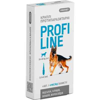 Капли для животных ProVET Profiline инсектоакарицид для собак 20-40 кг 4/3 мл (4823082431021) Винница