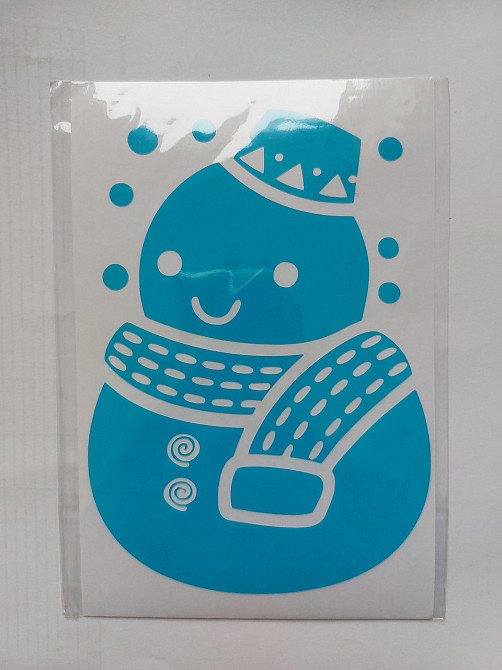 Наклейка новорічна Сніговик 15 на 10 см блакитний Київ - фото 3